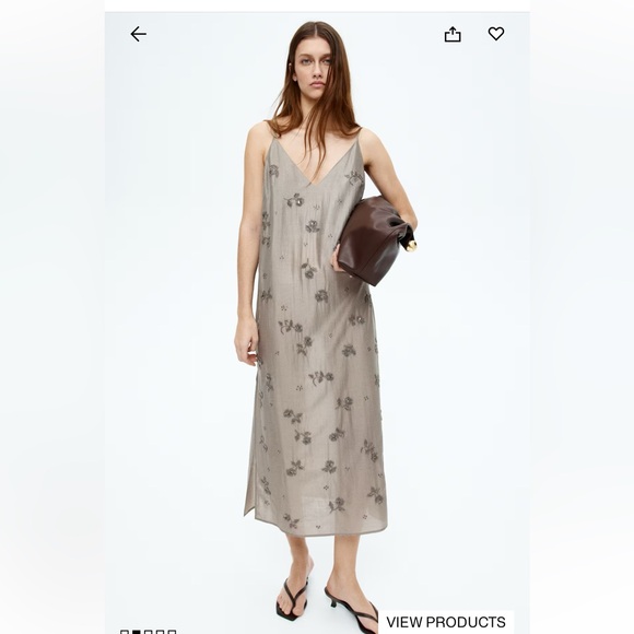 H&M Edition Floral embellished Midi Dress. Gray. Size Small. EUC. - Picture 1 of 7